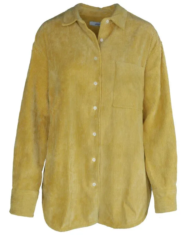 0039 ITALY BETTY Corduroy Button Down Shirt in Mustard 