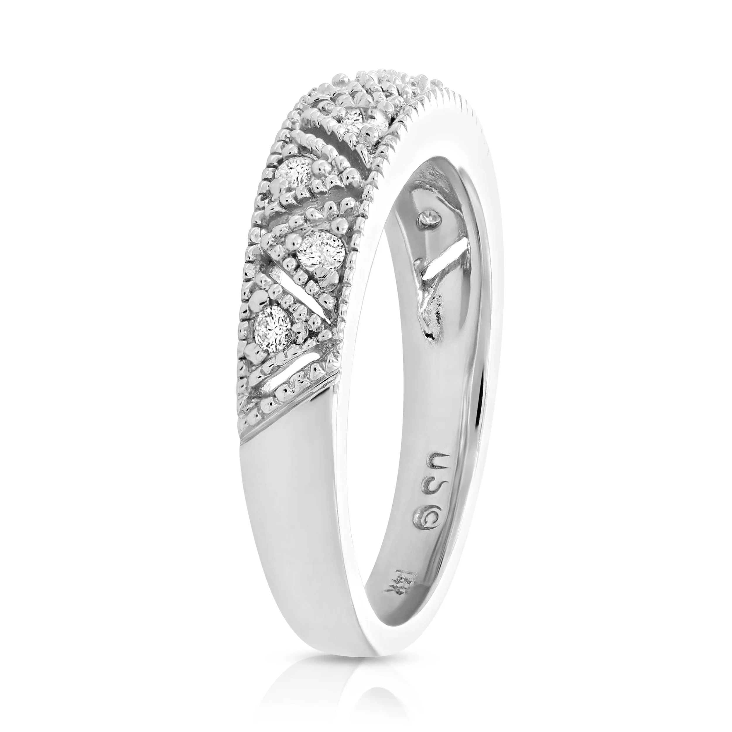 0.18 cttw Diamond Wedding Band 14K White Gold