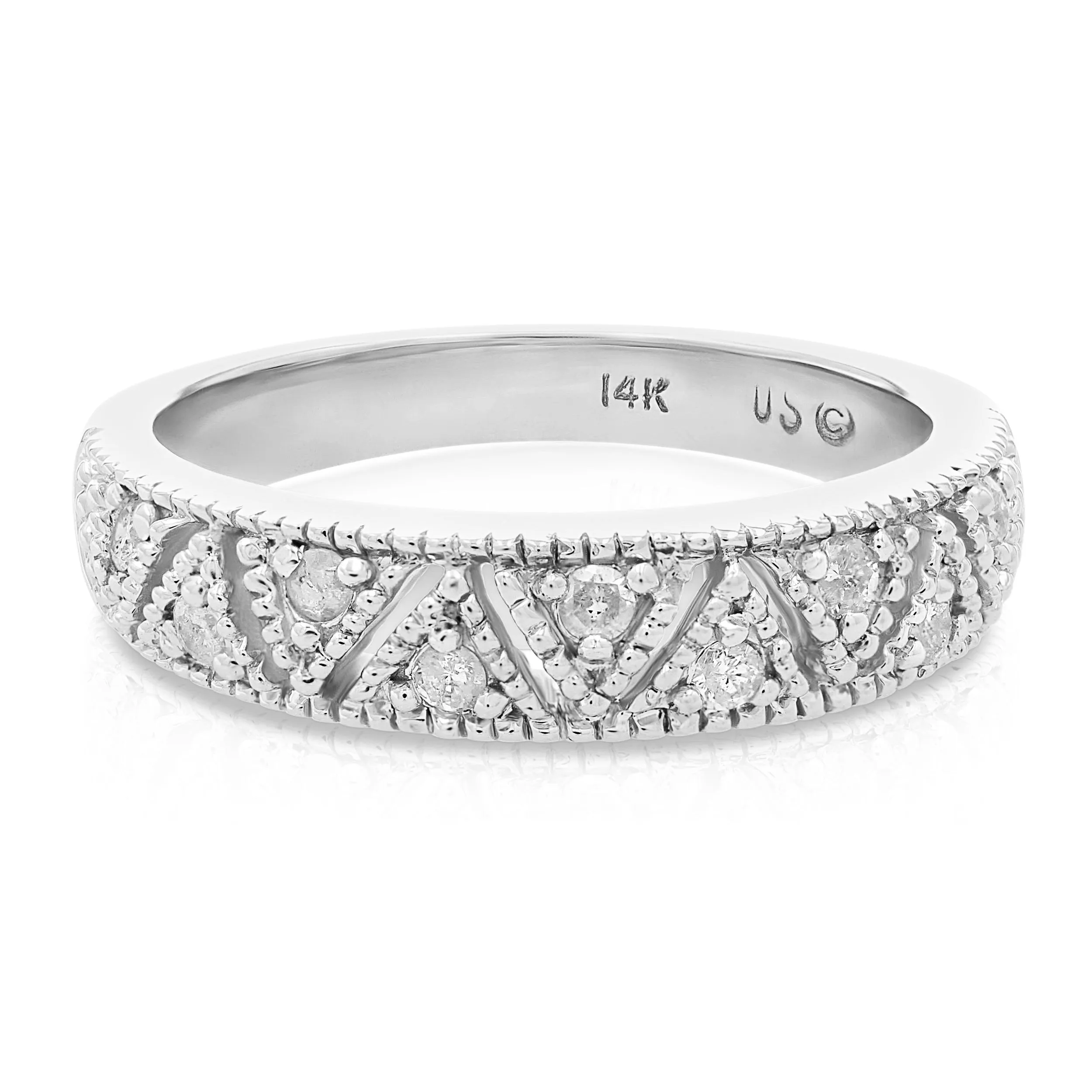 0.18 cttw Diamond Wedding Band 14K White Gold