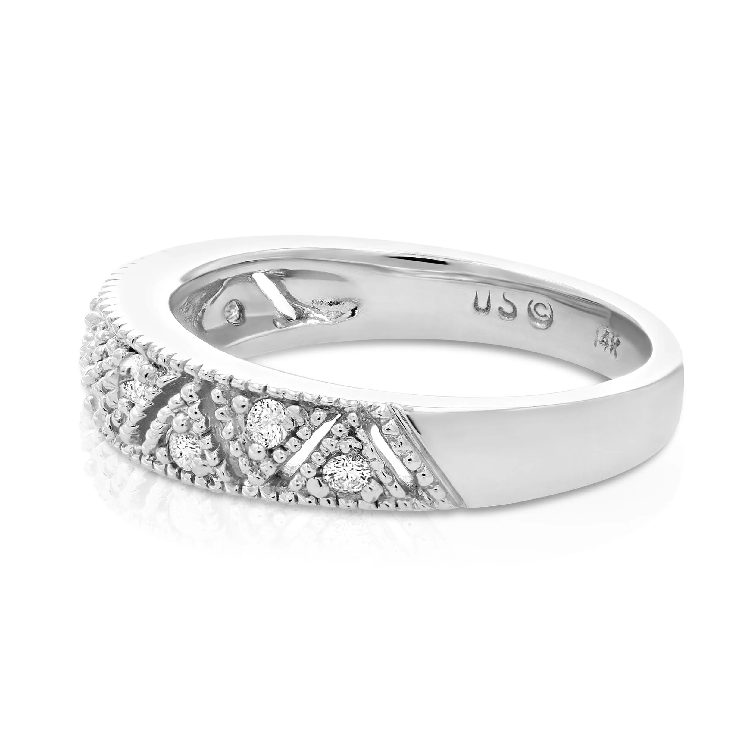 0.18 cttw Diamond Wedding Band 14K White Gold