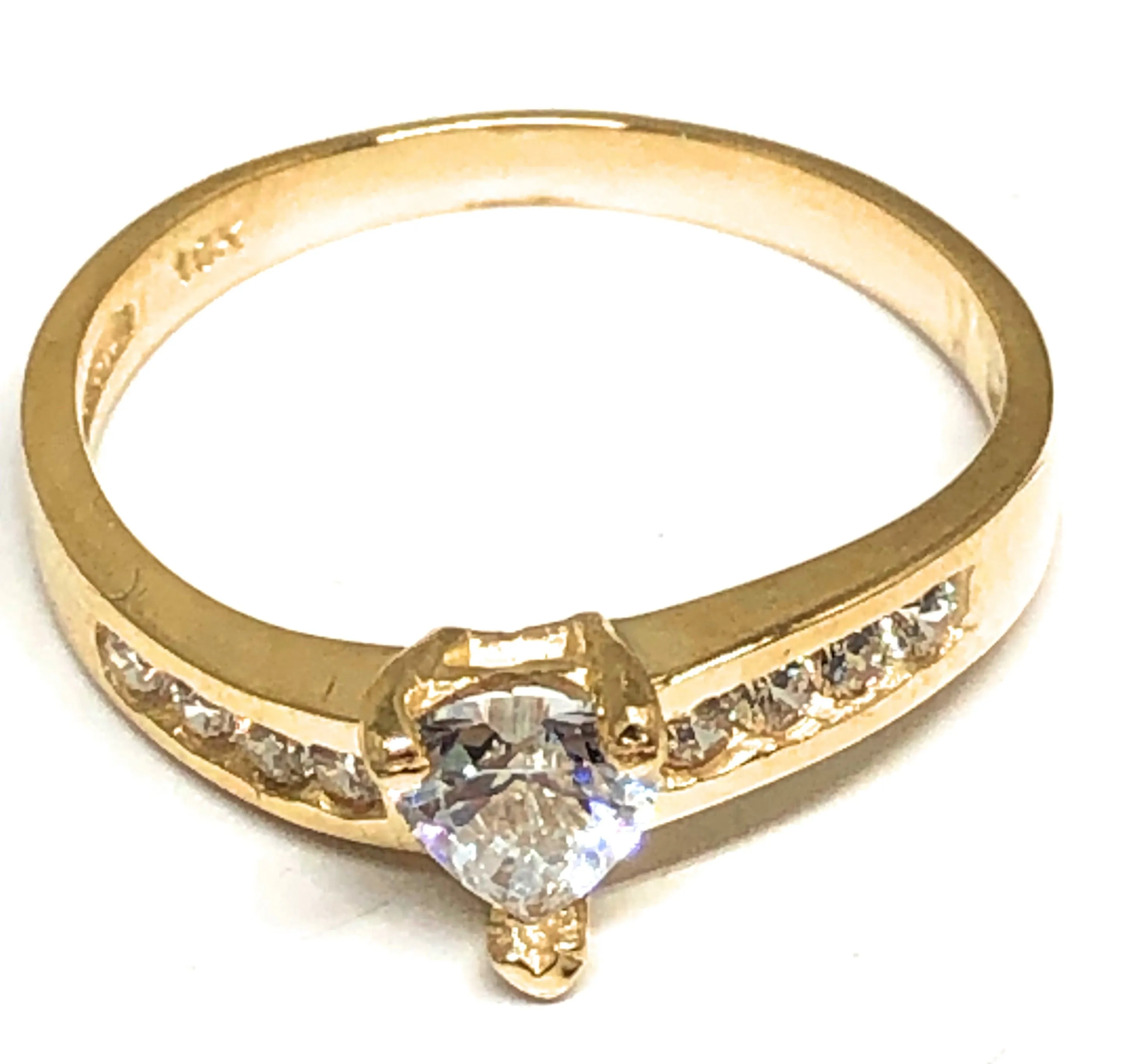 10k Solid Gold Yellow Gold Heart White CZ Ring