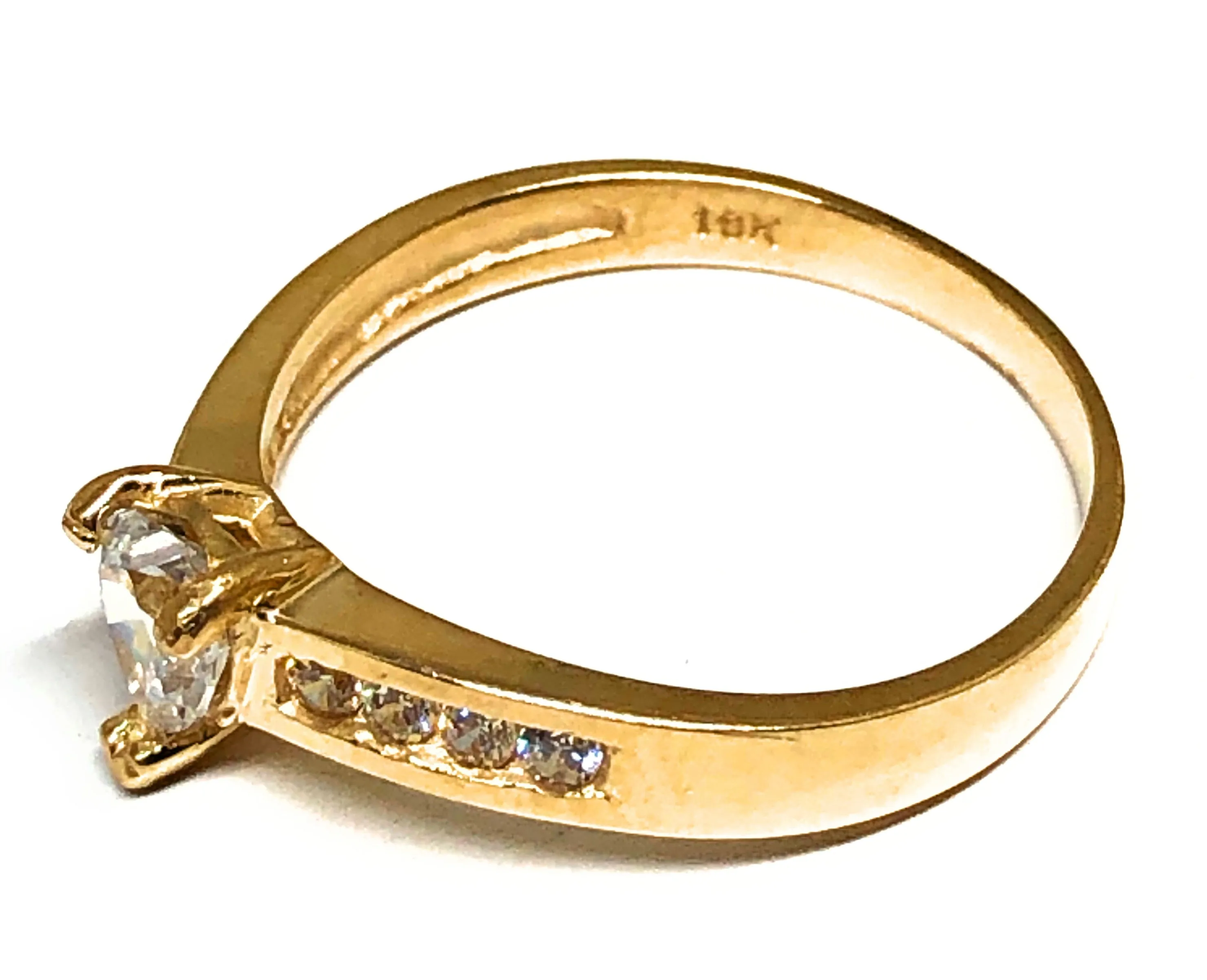 10k Solid Gold Yellow Gold Heart White CZ Ring