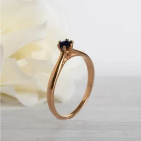 14K Rose Gold Round Purple Sapphire 3mm Ring