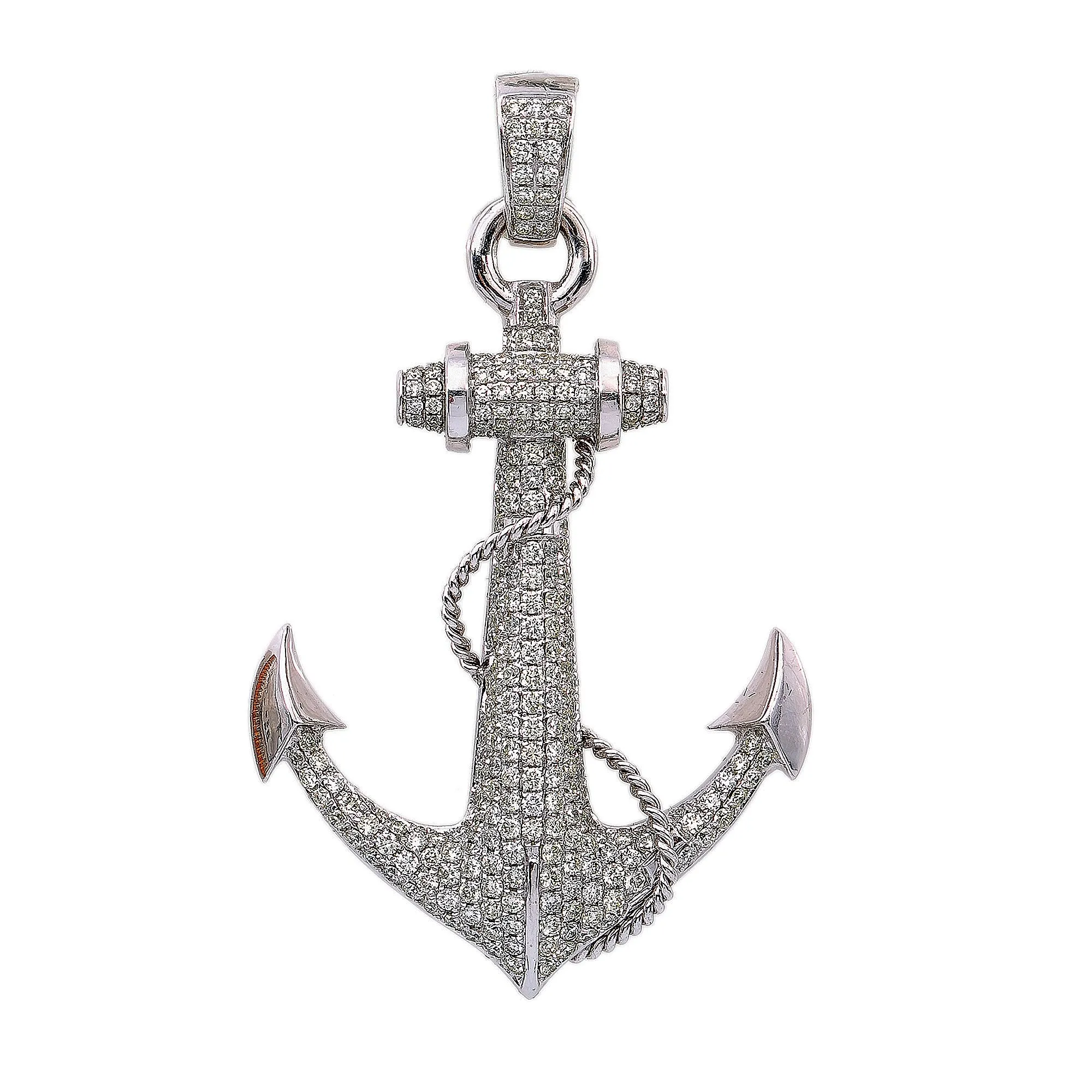 14K White Gold Anchor Shaped Pendant