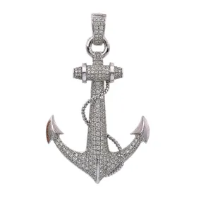 14K White Gold Anchor Shaped Pendant