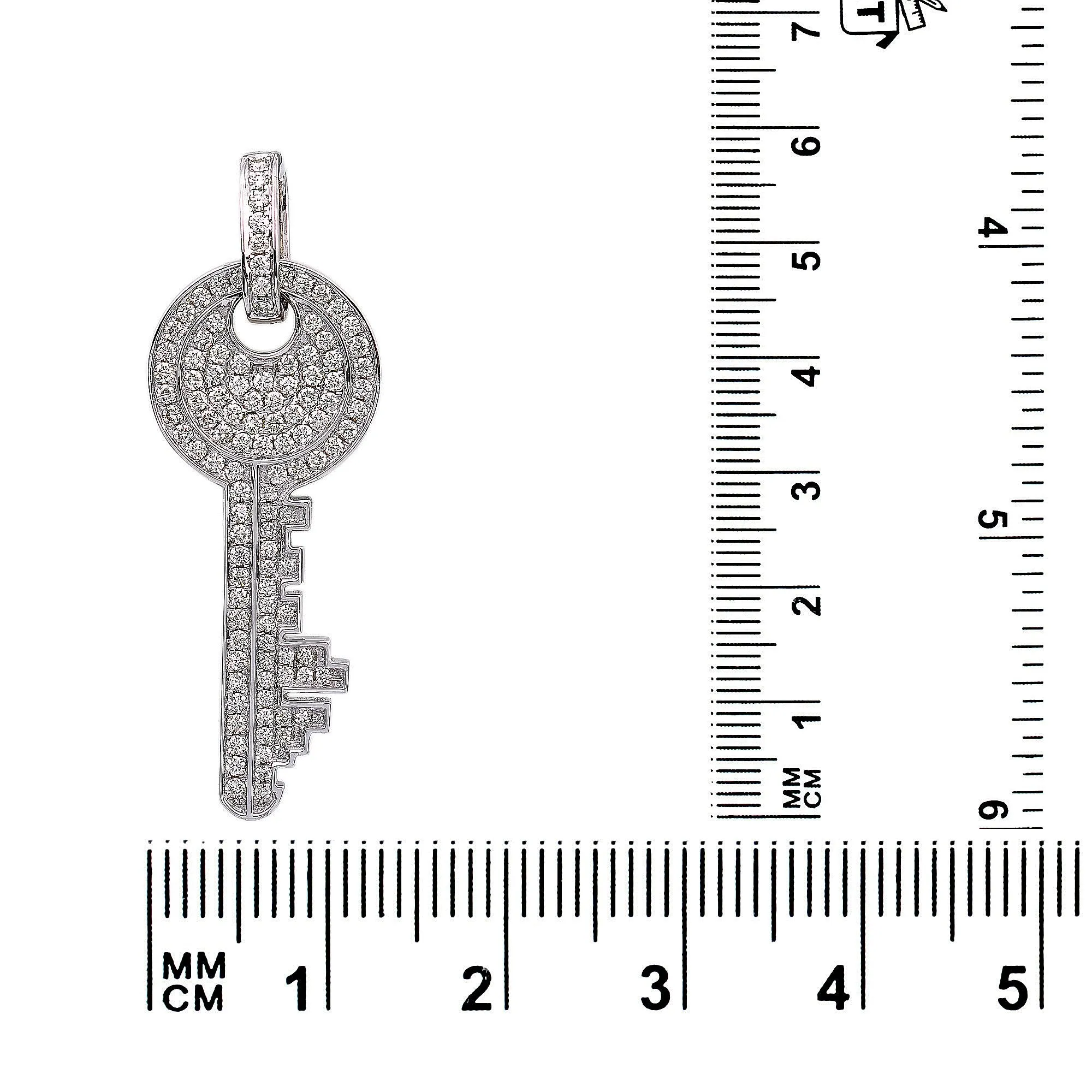 14K White Gold Key Shaped Pendant