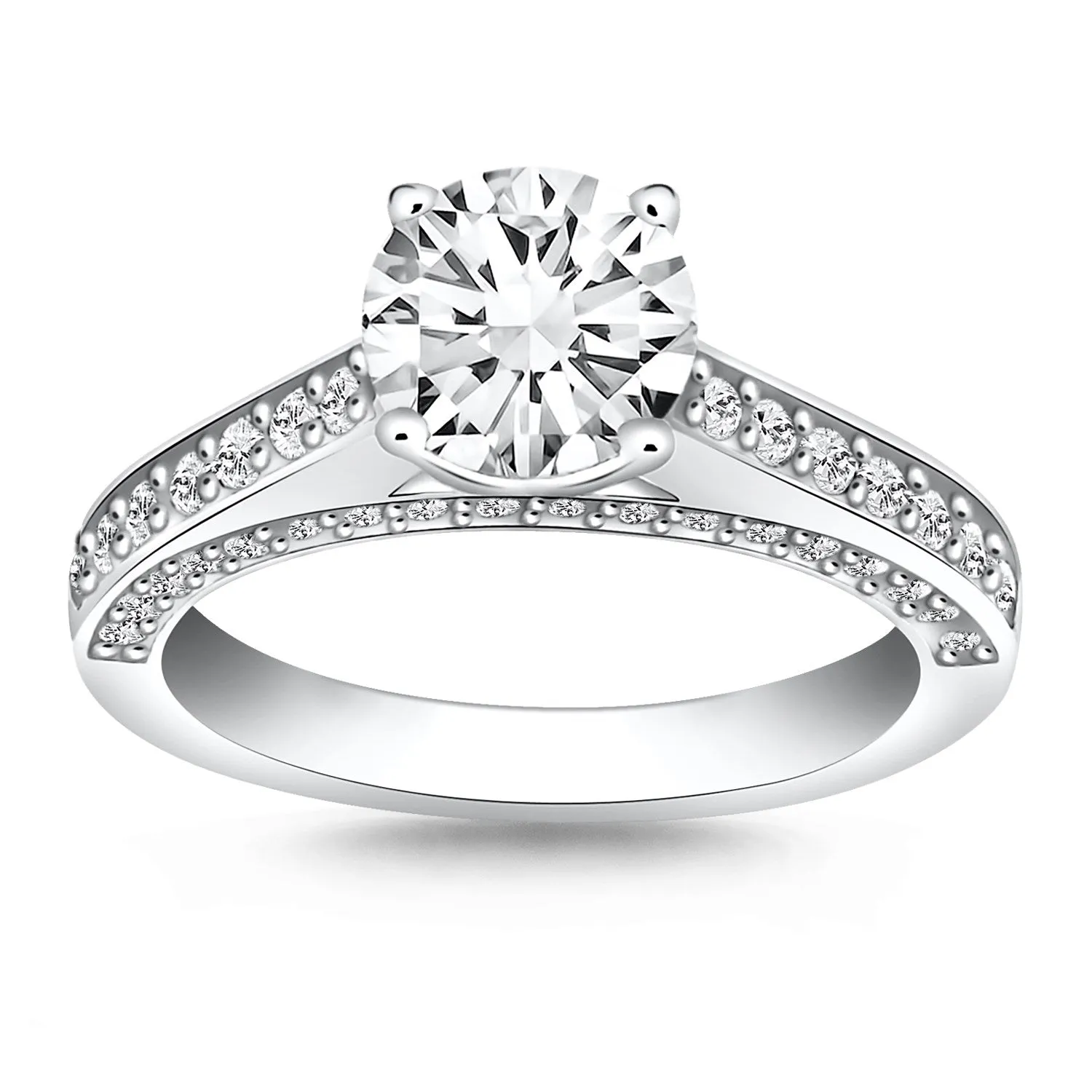 14k White Gold Pave Diamond Cathedral Engagement Ring-rxd96580y28bt