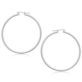 14k White Gold Polished Hoop Earrings (60 mm)-rx20648