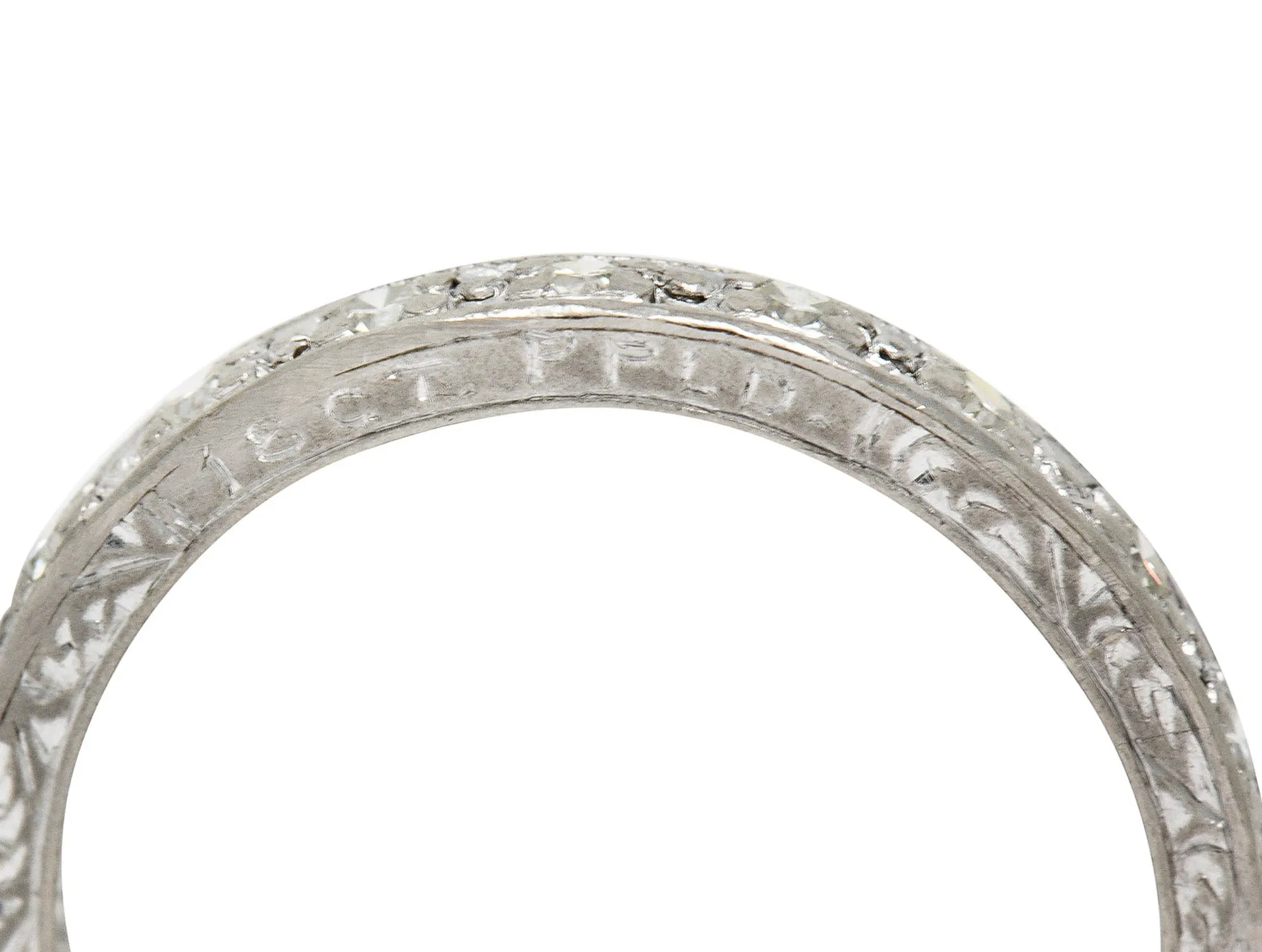 1930's Art Deco 0.45 CTW Single Cut Diamond 18 Karat White Gold Eternity Band Ring