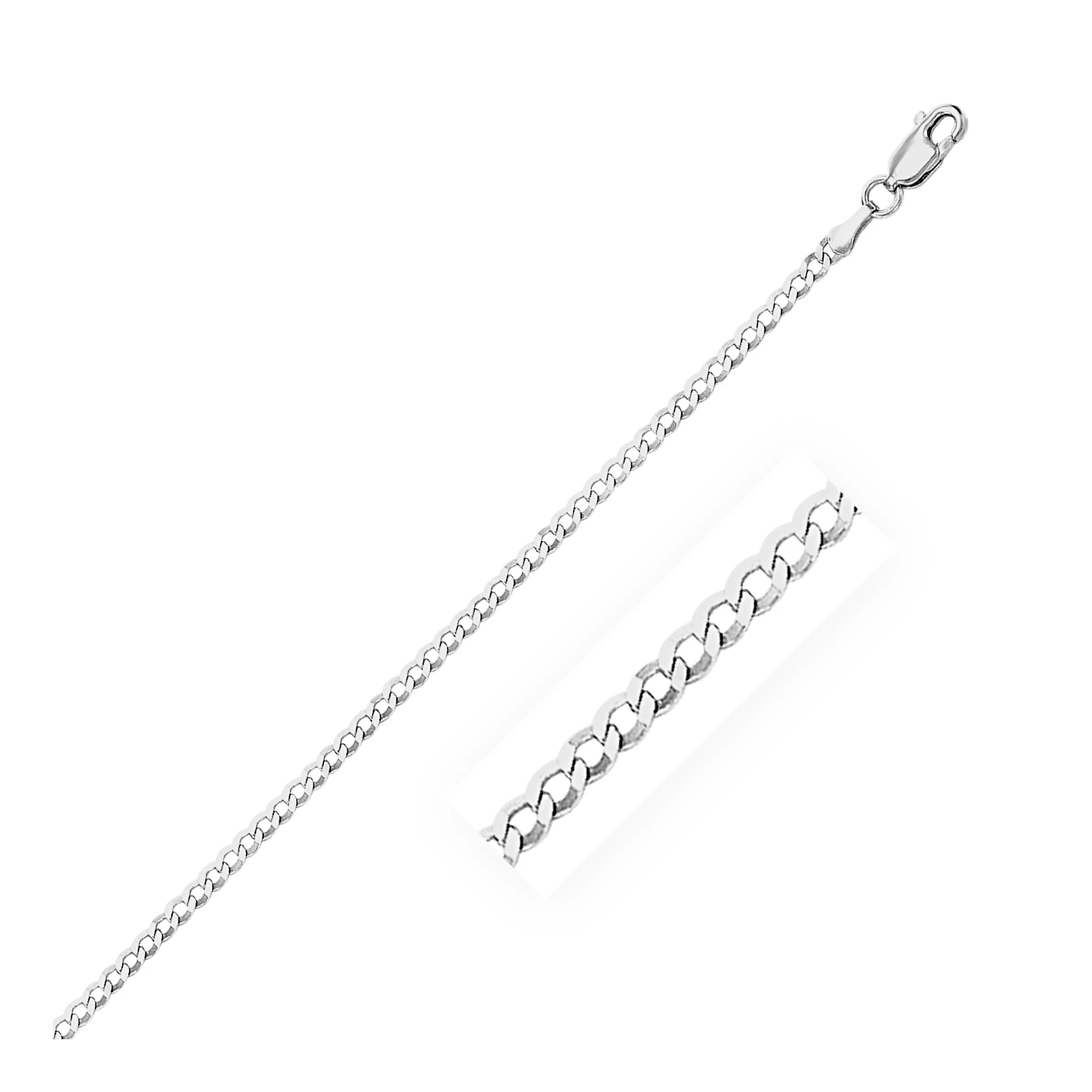 2.6mm 14k White Gold Solid Curb Chain-rx07460-16