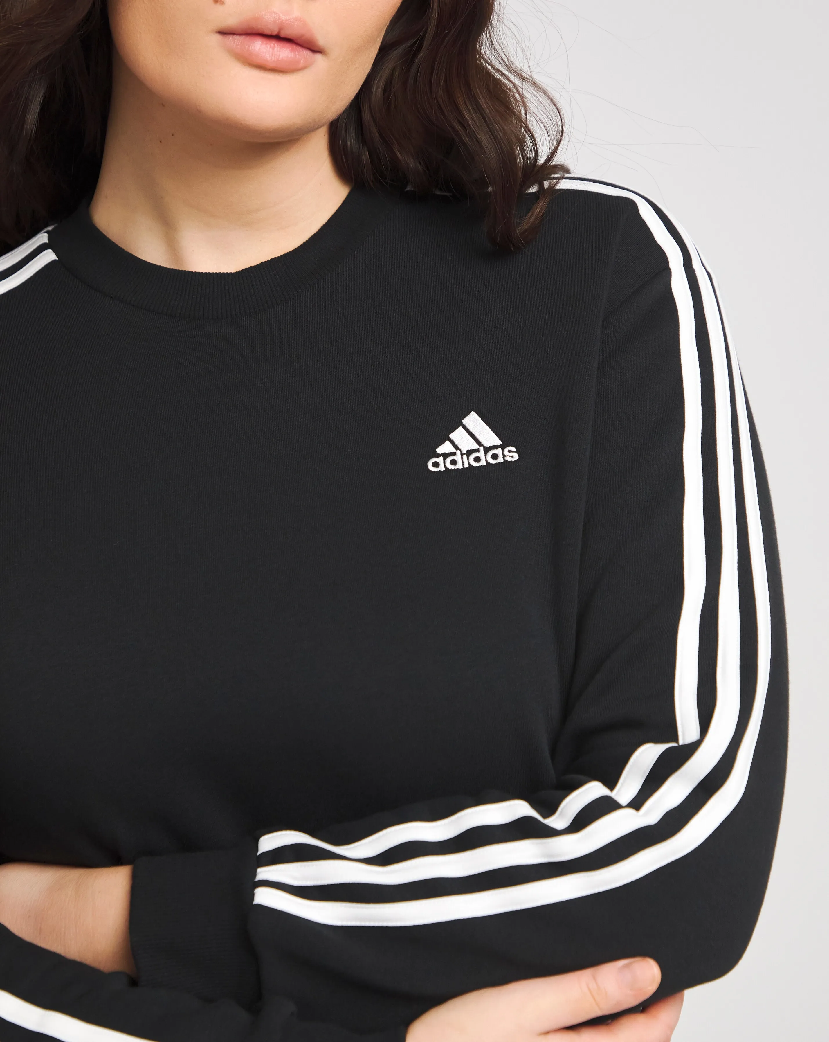 adidas 3 Stripes Fleece Sweatshirt | Simply Be