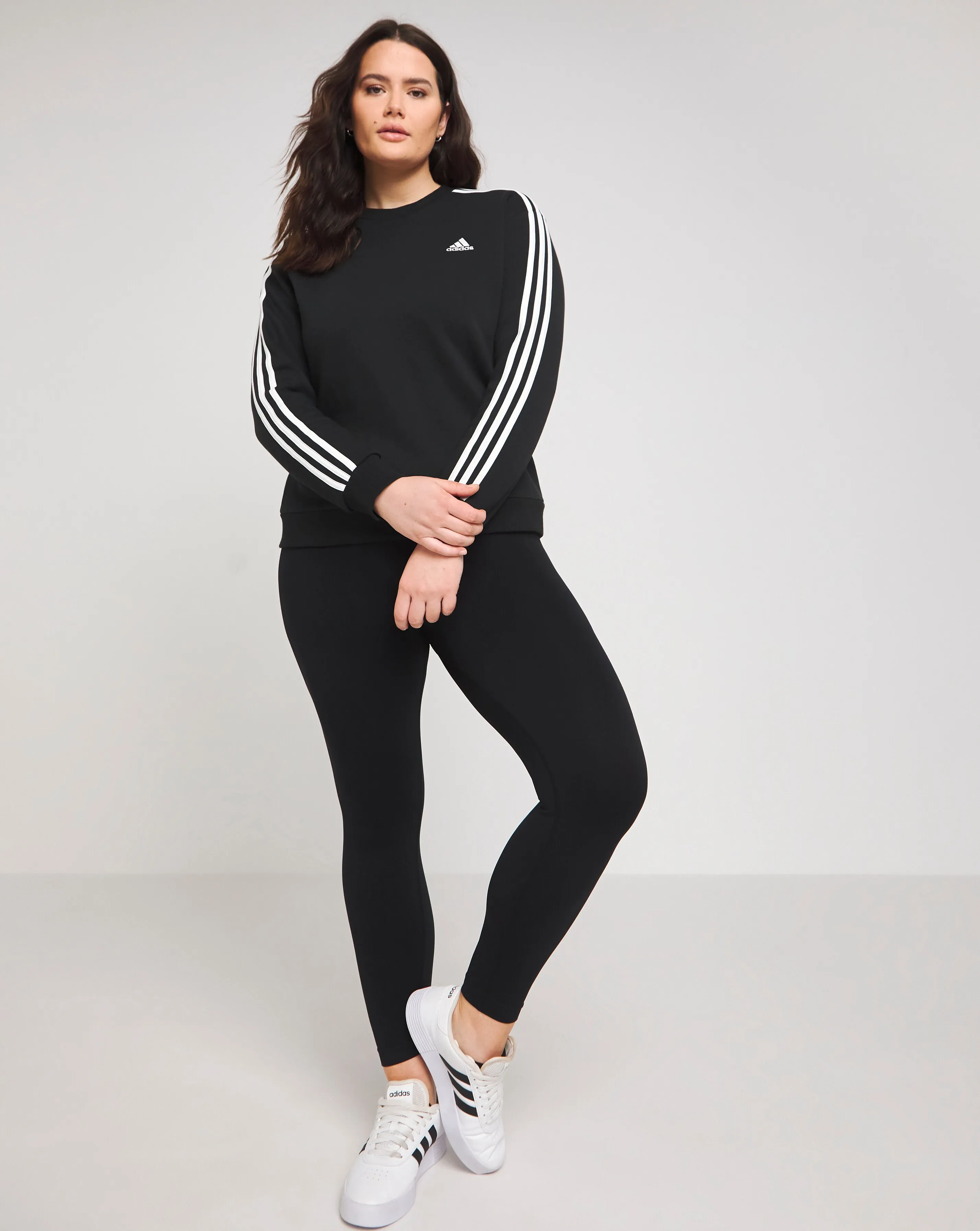 adidas 3 Stripes Fleece Sweatshirt | Simply Be