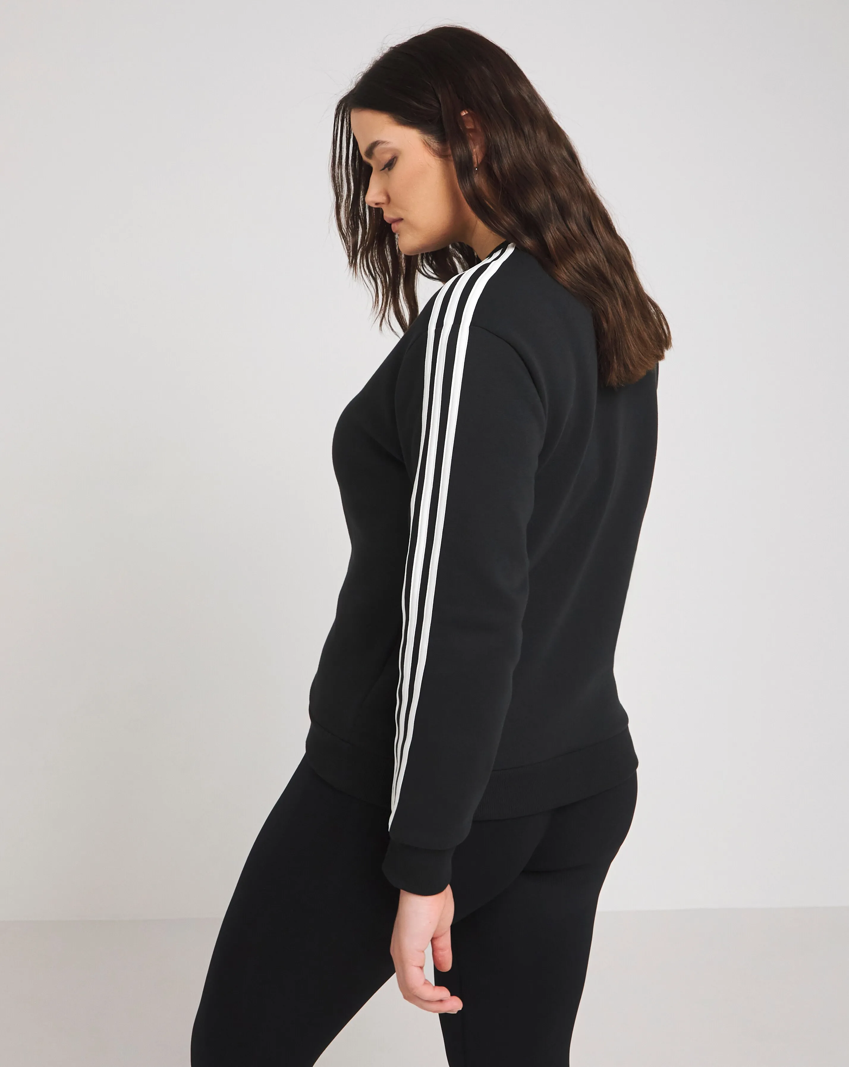 adidas 3 Stripes Fleece Sweatshirt | Simply Be