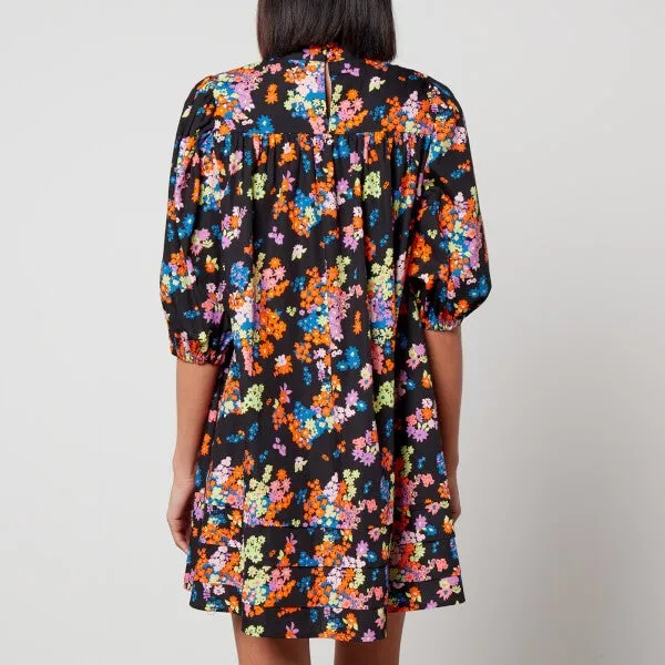 Aligne Glossy Floral-Print Cotton Mini Dress