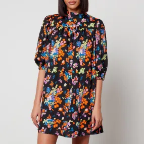 Aligne Glossy Floral-Print Cotton Mini Dress