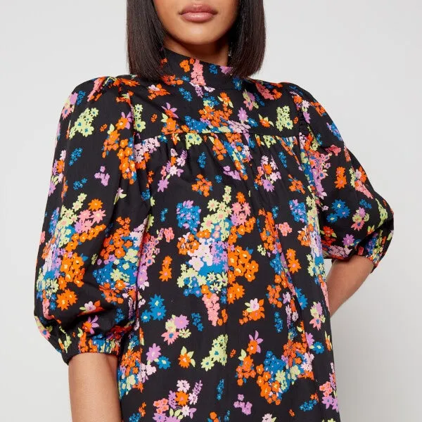 Aligne Glossy Floral-Print Cotton Mini Dress