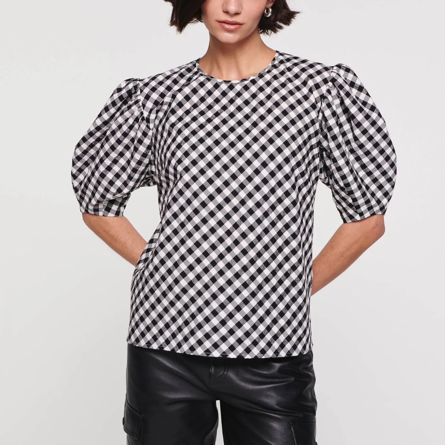 Aligne Hicks Gingham Seersucker Blouse