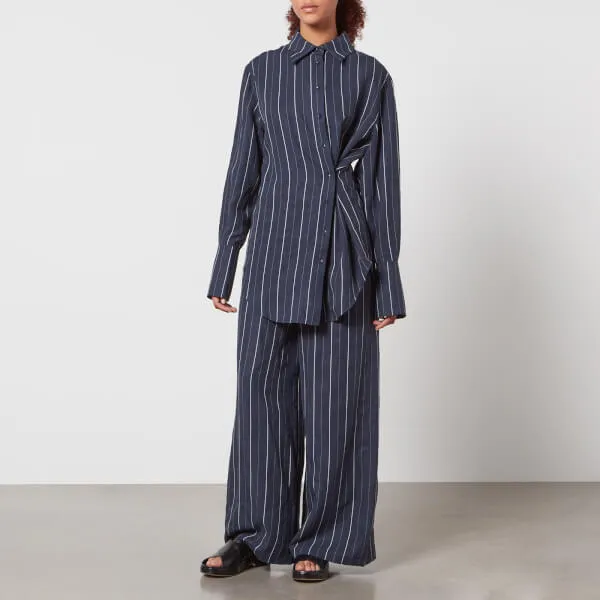 Aligne Kayla Pinstripe Wrap Front Lyocell-Blend Shirt