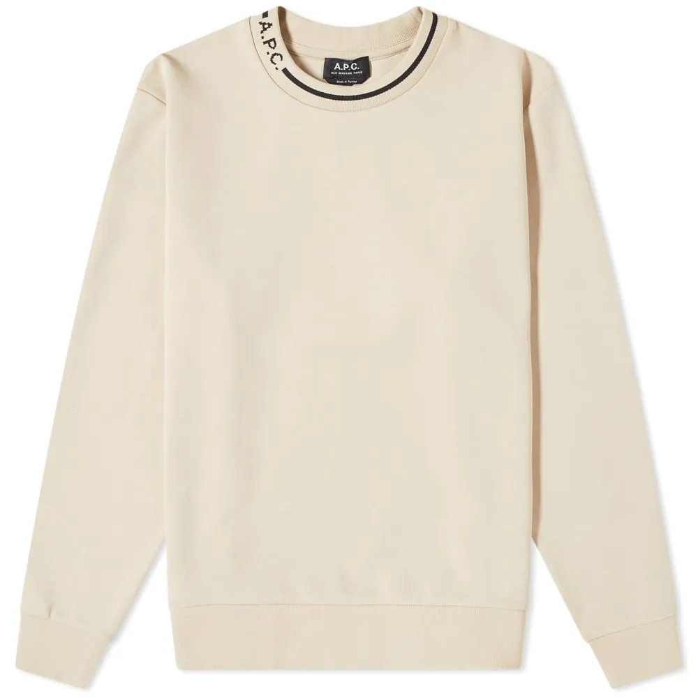 A.P.C. Earl Logo Neck Crew SweatEcru