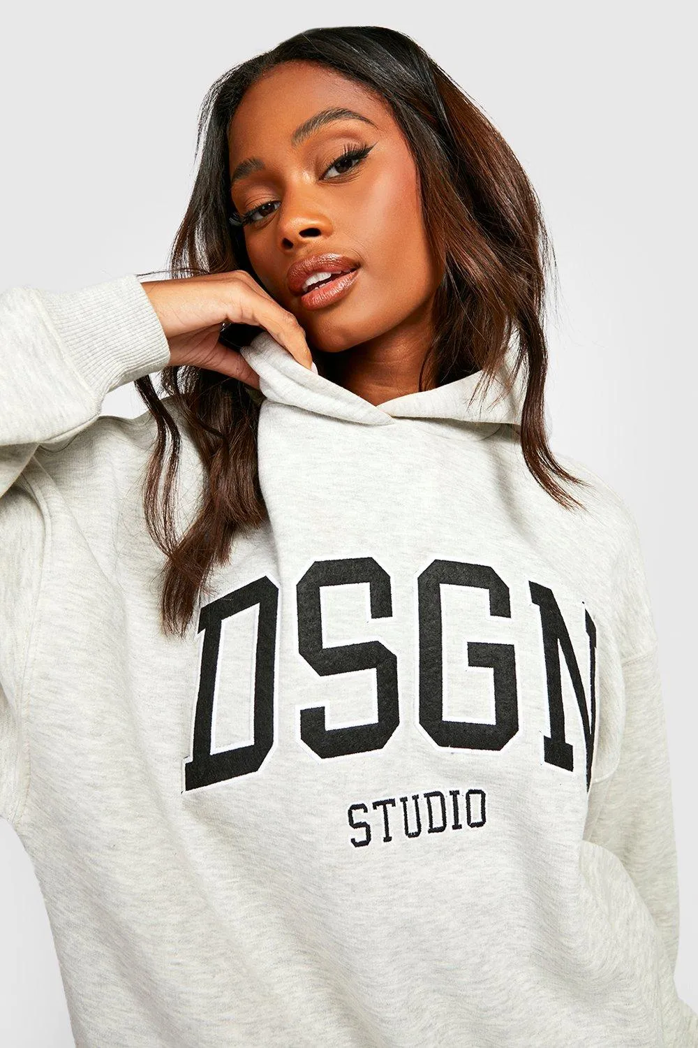 Applique Embroidered Oversized Hoodie