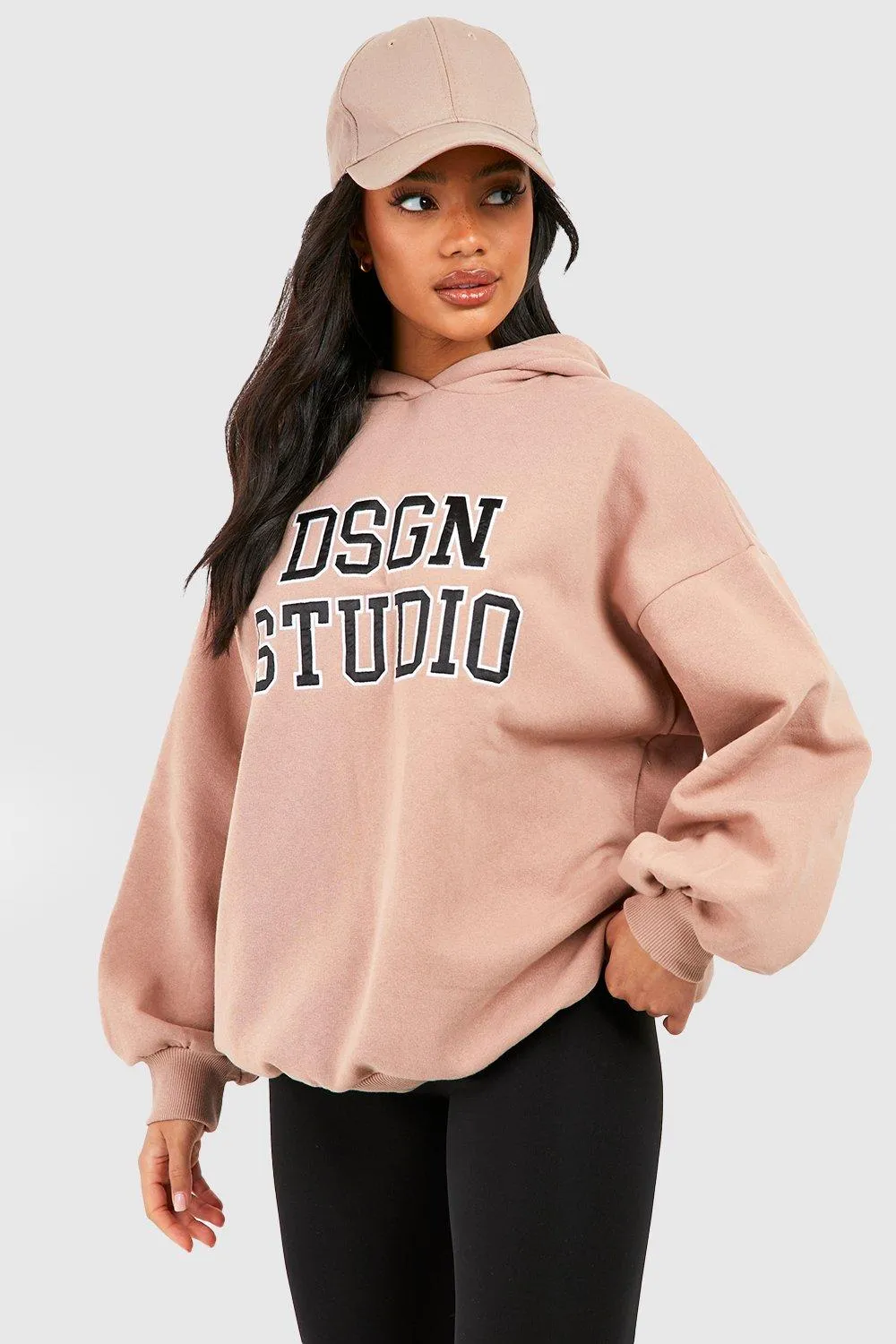 Applique Slogan Oversized Hoodie