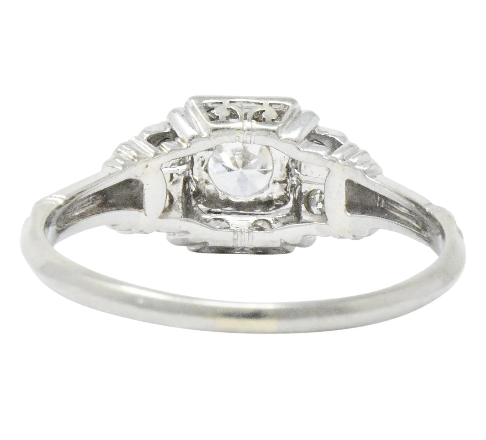 Art Deco 0.45 CTW Diamond 18 Karat White Gold Engagement Ring