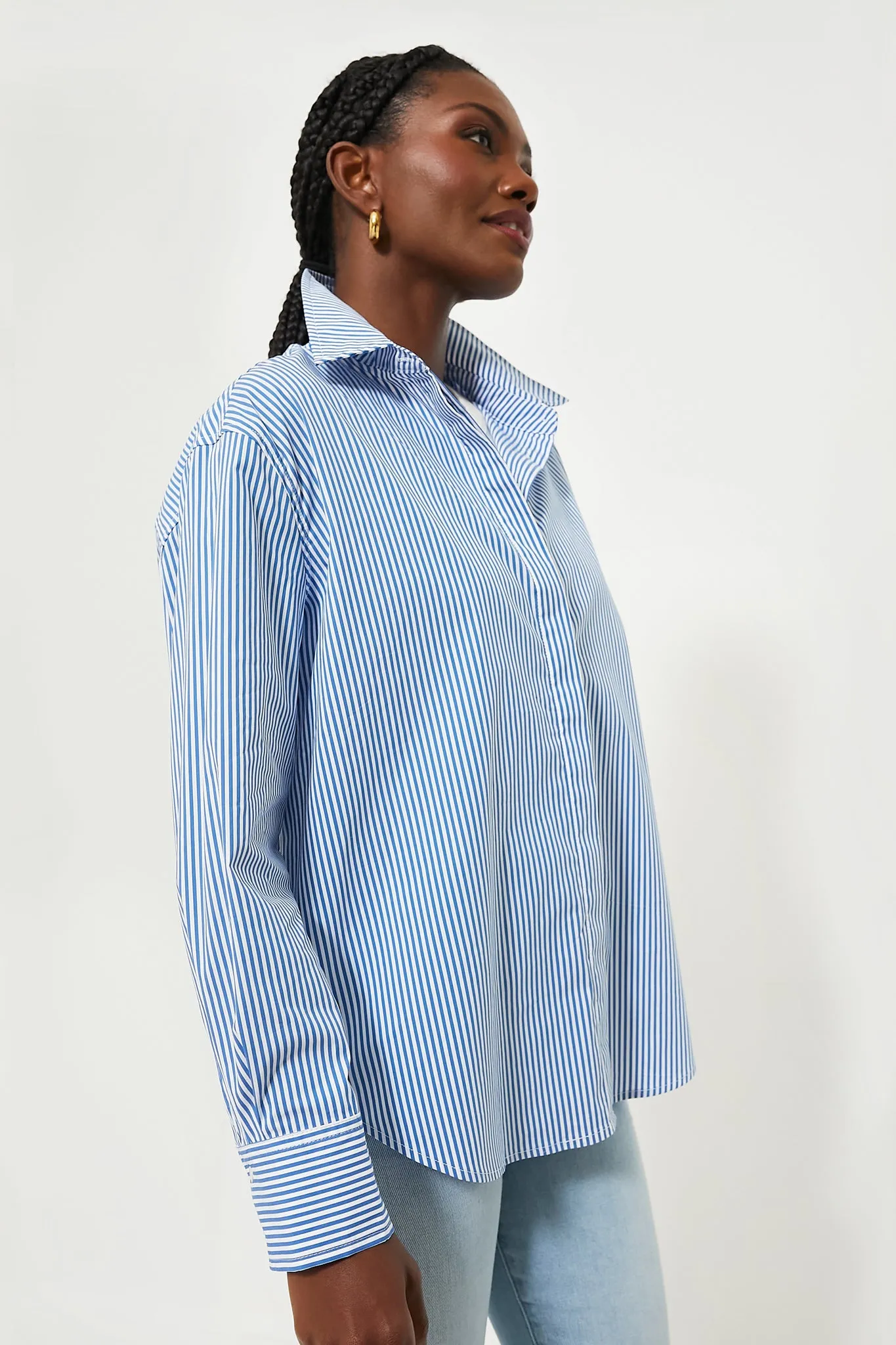 Banker Stripe Nadine Boyfriend Button Down