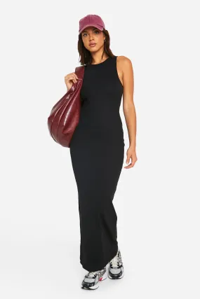 Basic Rib Racer Neck Maxi Dress