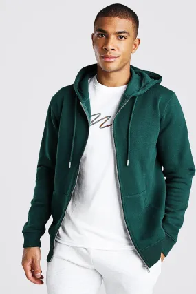 Basic Zip Through Fleece Hoodie