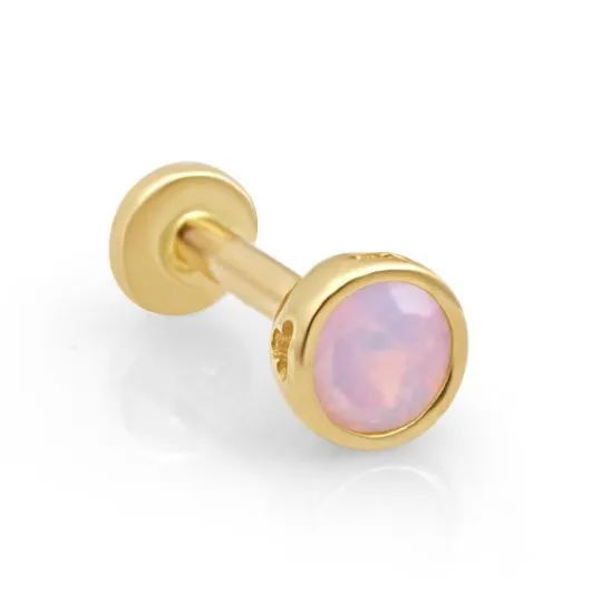 Bezel Set Pink Opal Flat Back Stud