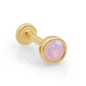 Bezel Set Pink Opal Flat Back Stud