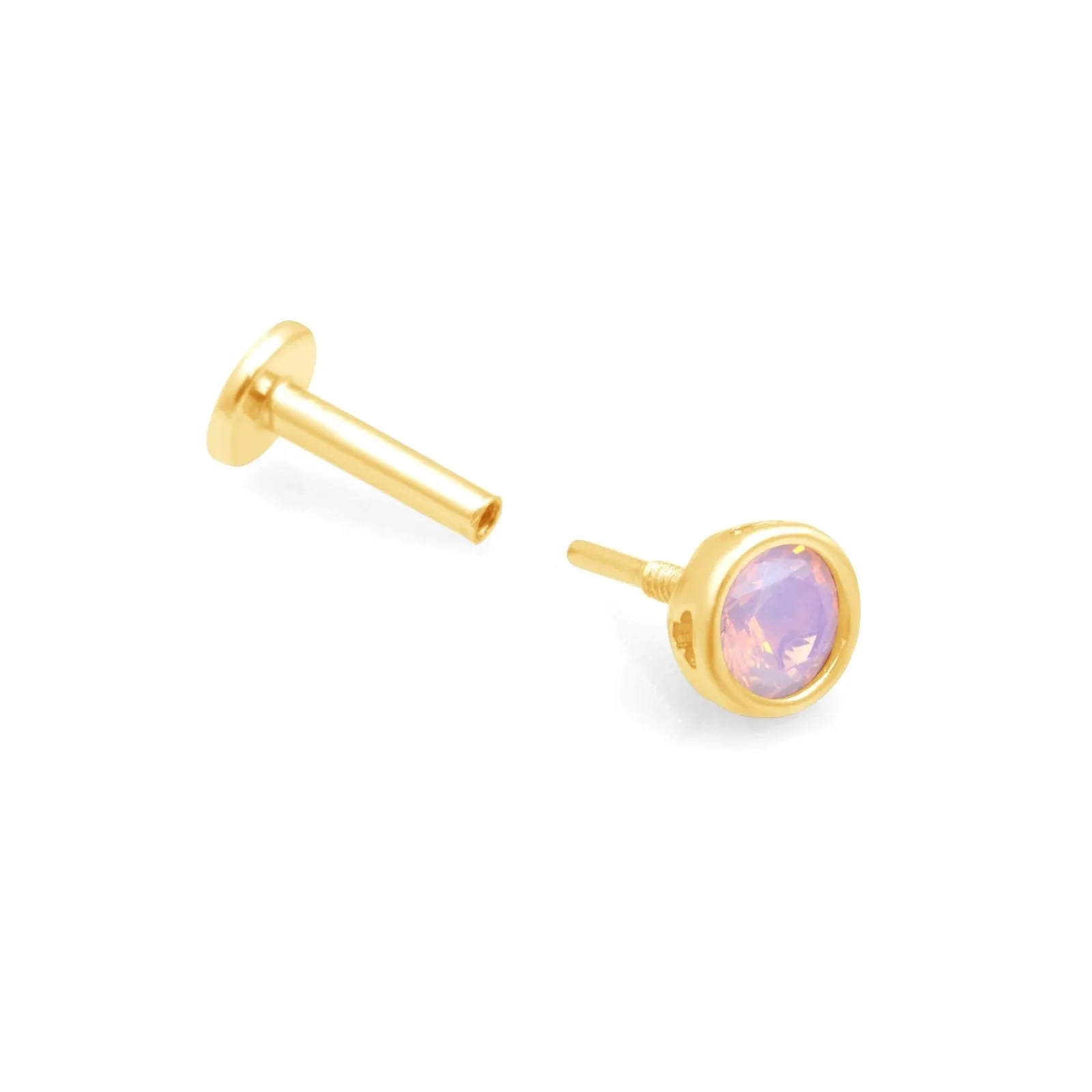 Bezel Set Pink Opal Flat Back Stud