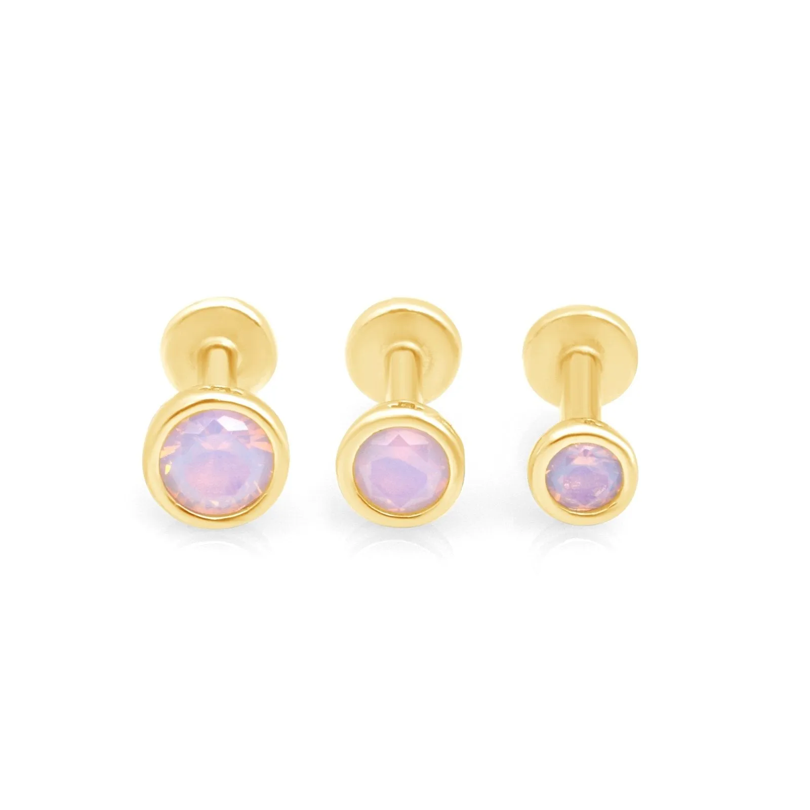 Bezel Set Pink Opal Flat Back Stud