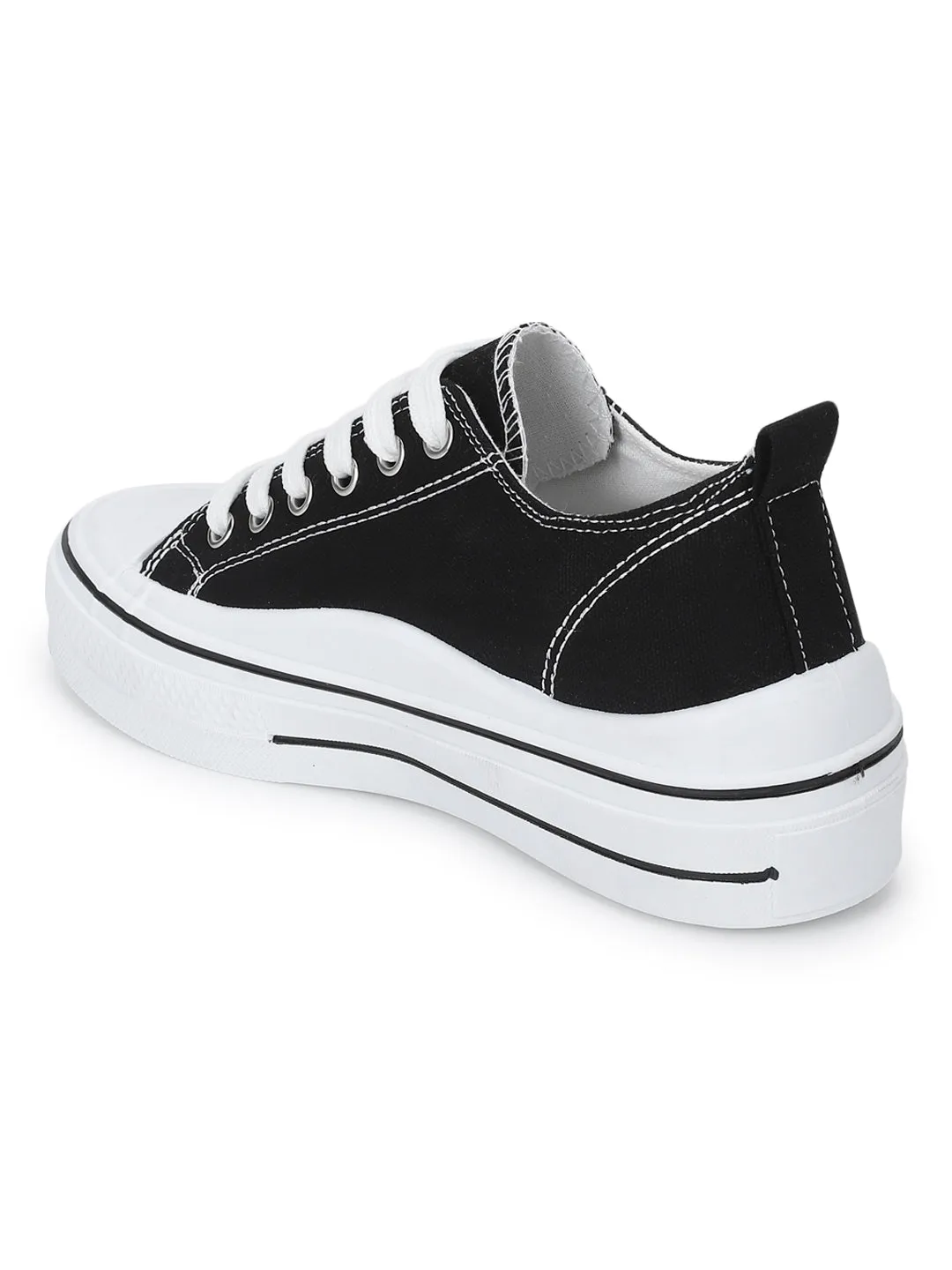 Black Canvas Lace-Up Sneakers (TC-RS3486-BLK)