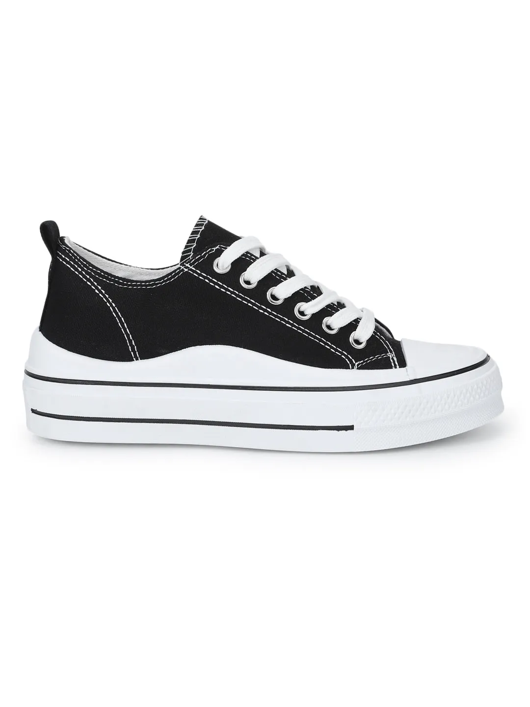 Black Canvas Lace-Up Sneakers (TC-RS3486-BLK)