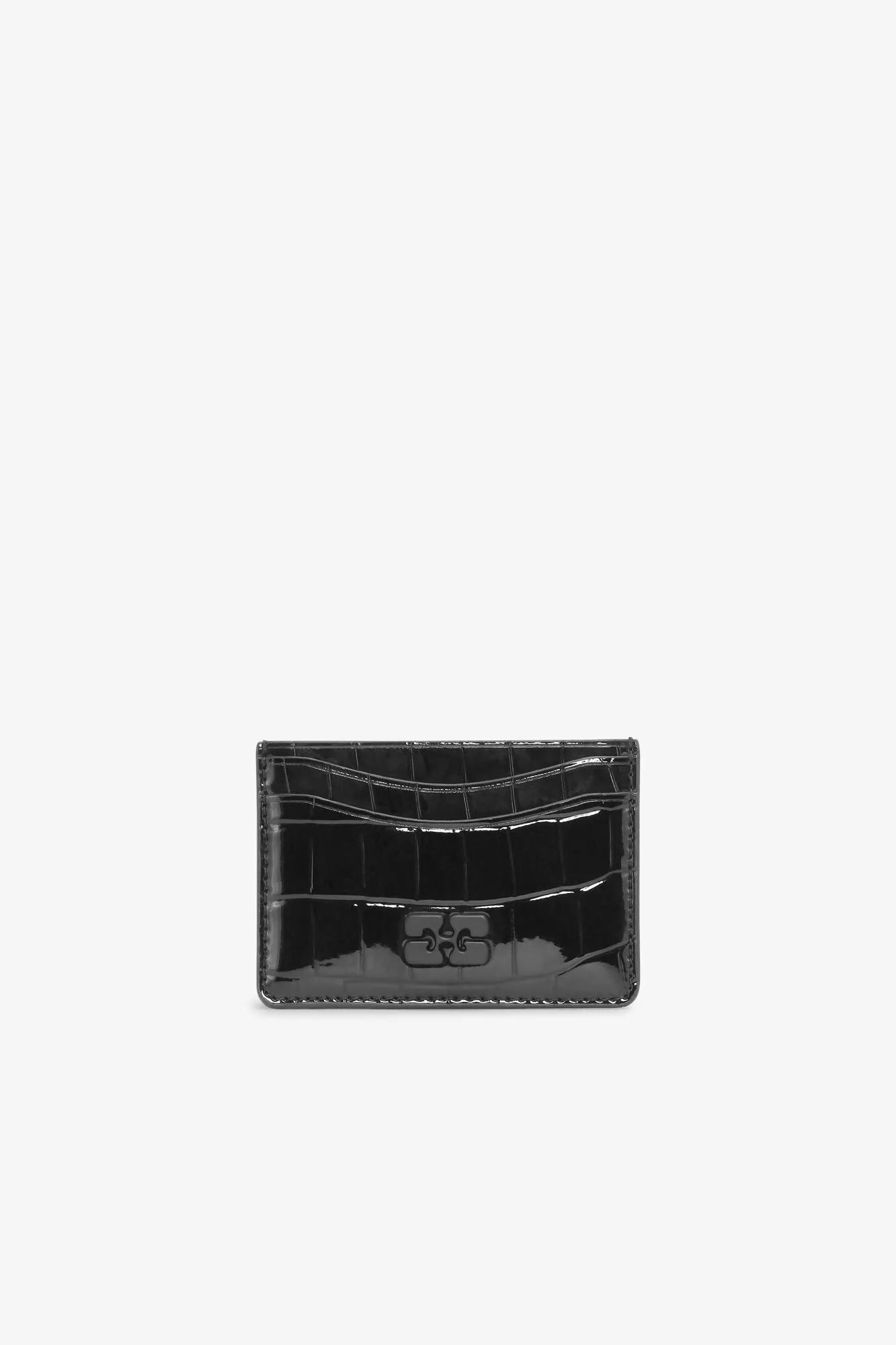 Black Croco Patent GANNI Bou Card Holder