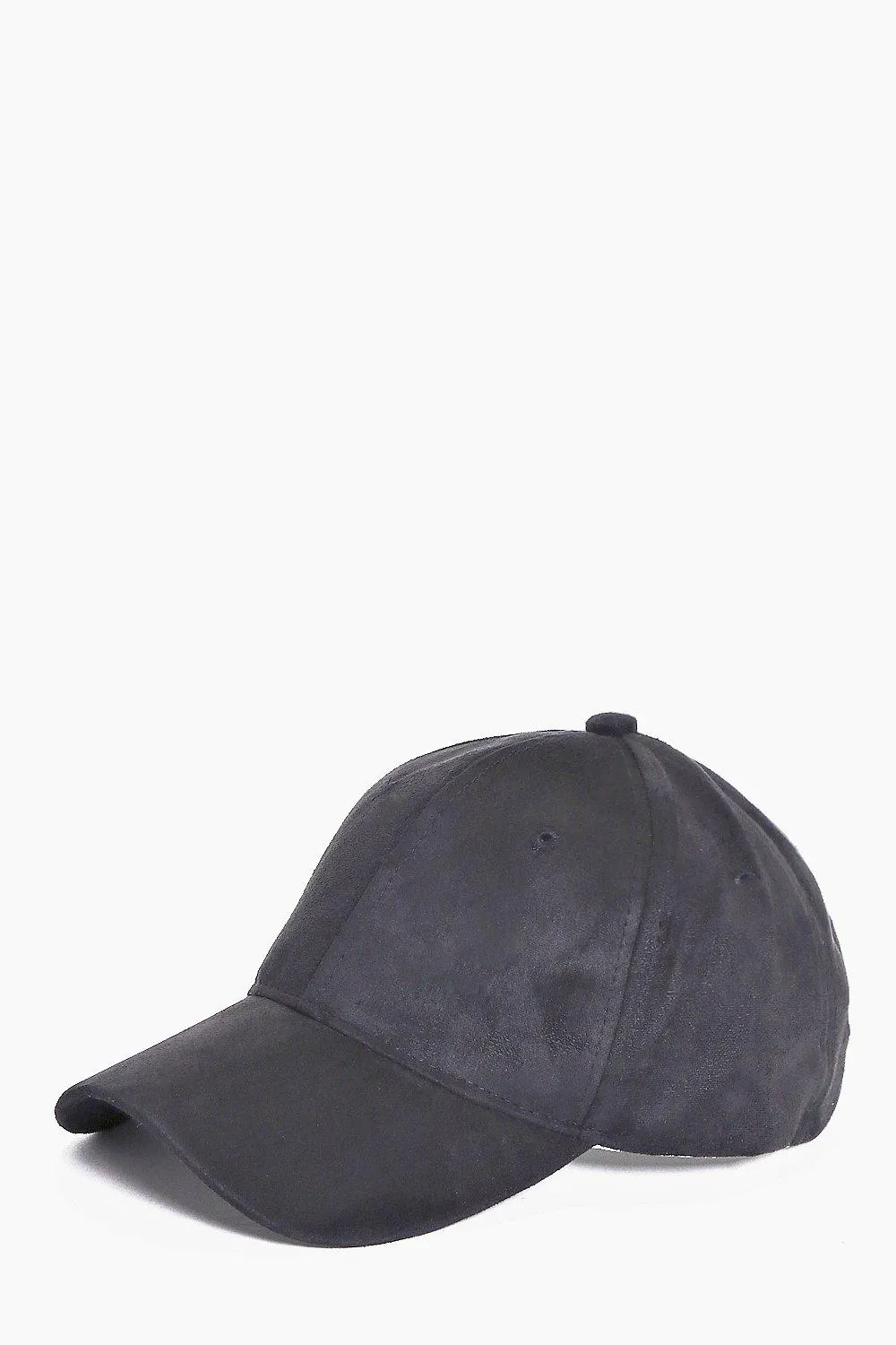 Black Faux Suede Baseball Cap