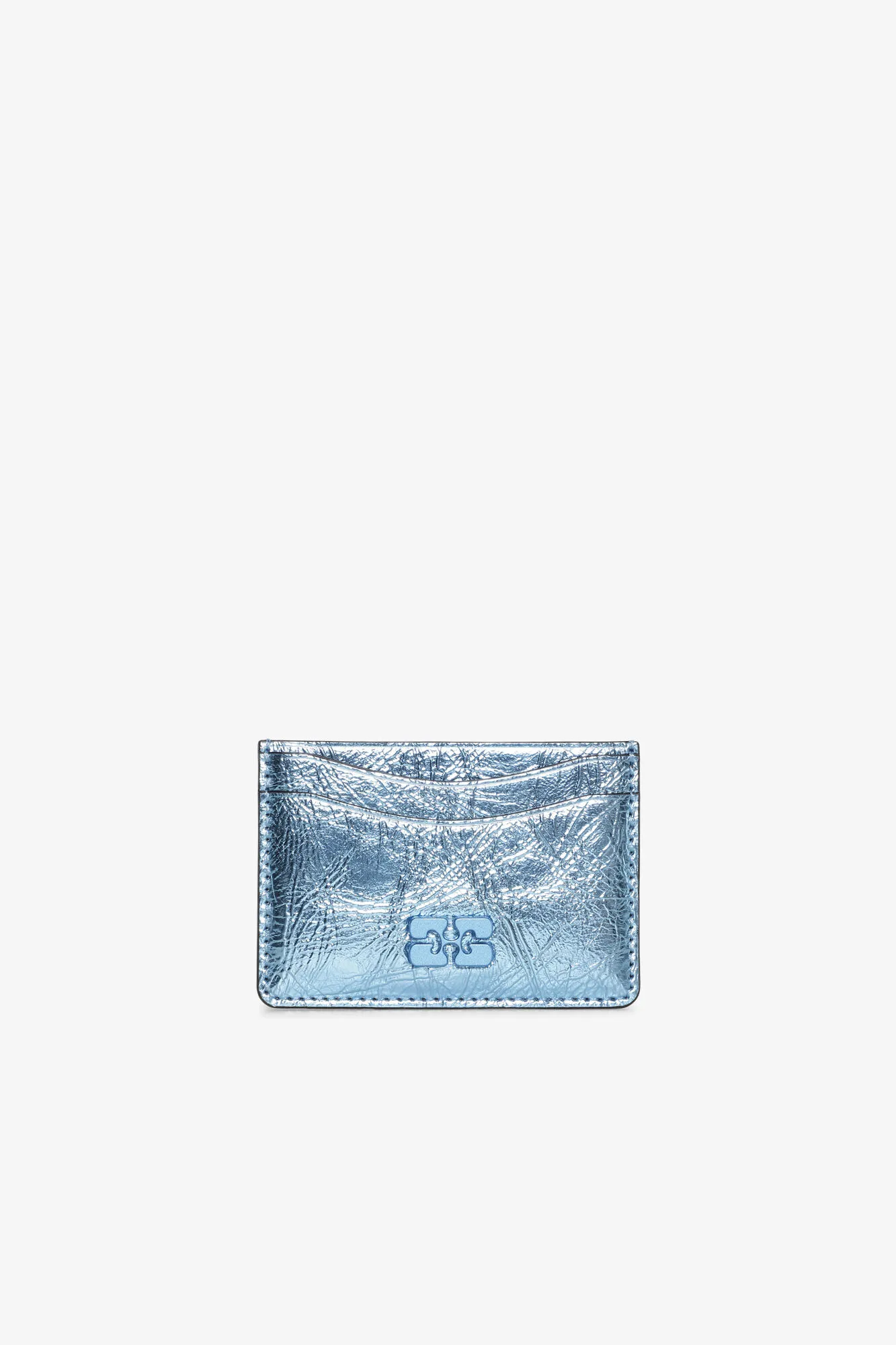 Blue Metallic GANNI Bou Card Holder