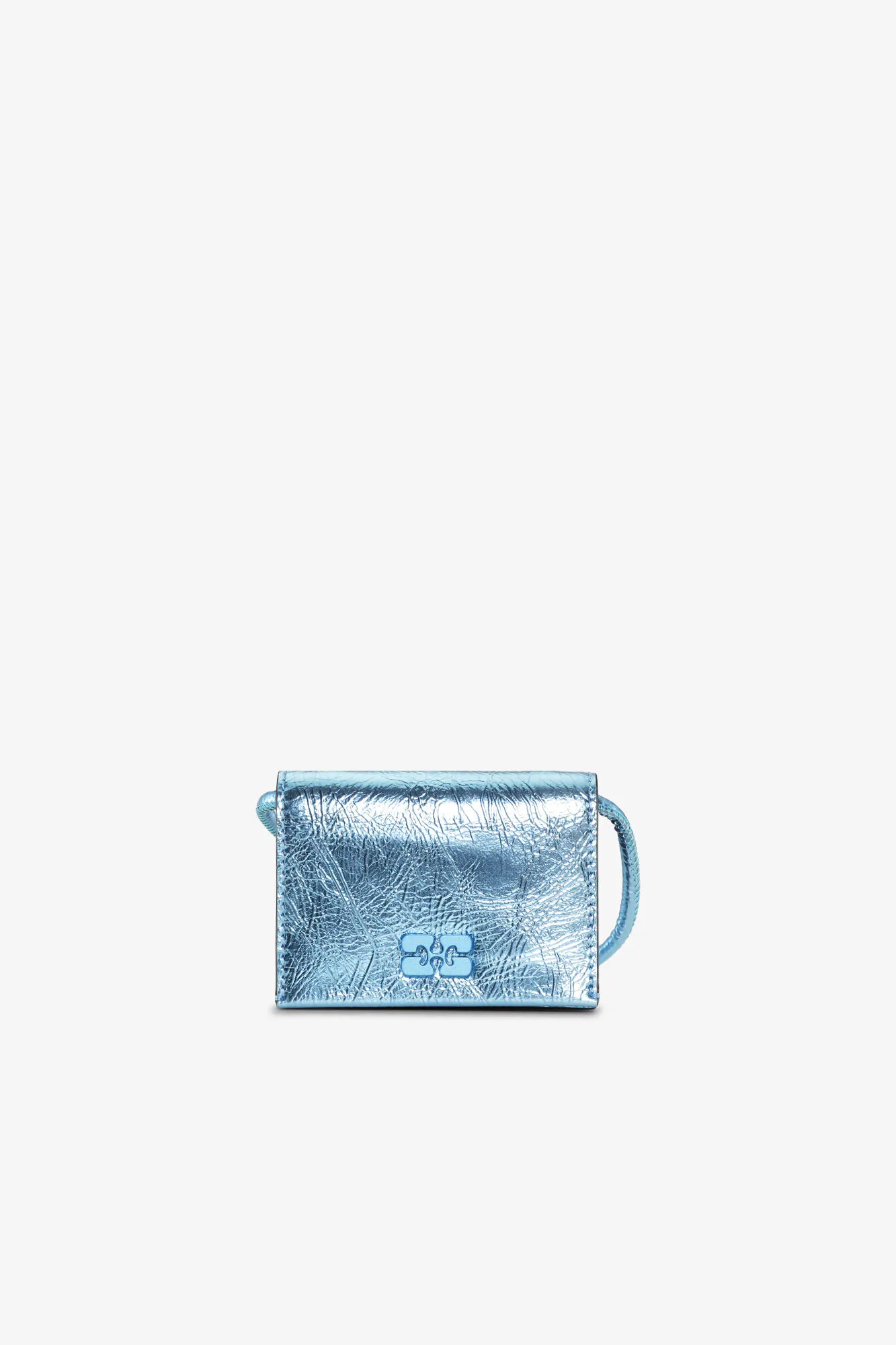 Blue Metallic GANNI Bou Wallet On Strap