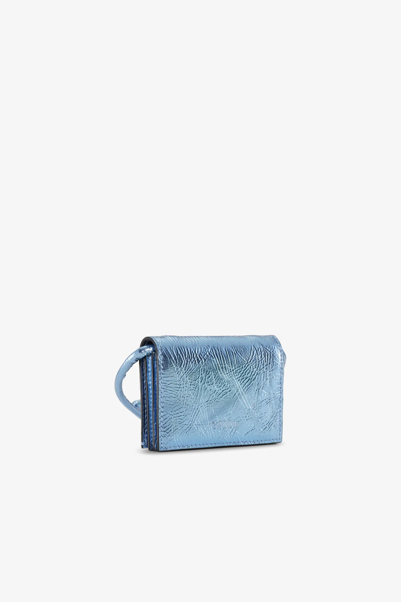 Blue Metallic GANNI Bou Wallet On Strap