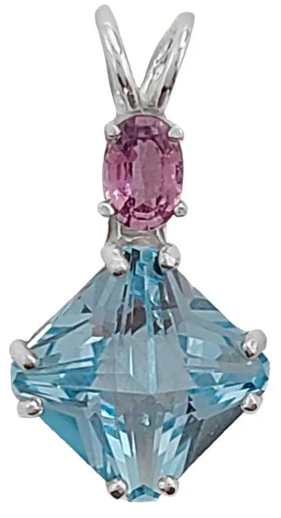 Blue Topaz Mini Magician Stone? with Oval Cut Pink Sapphire