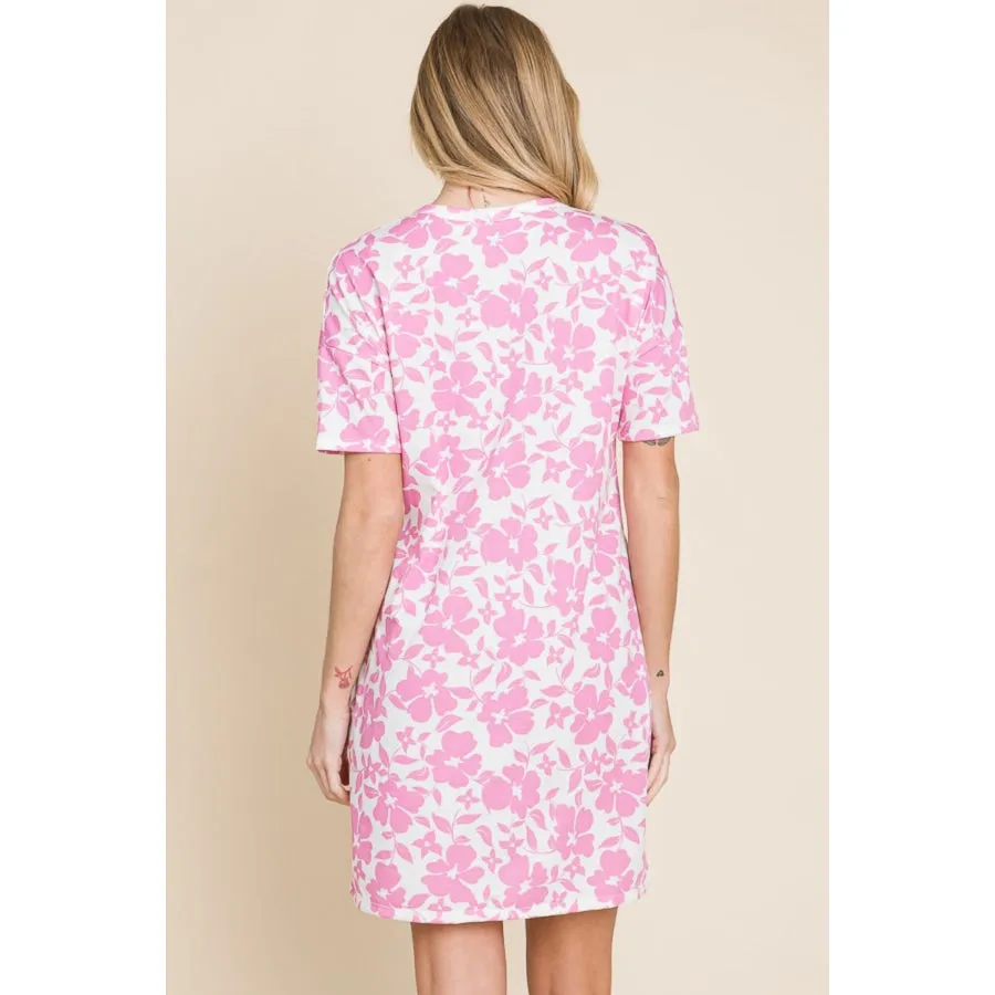 BOMBOM Floral Button Down Mini Dress