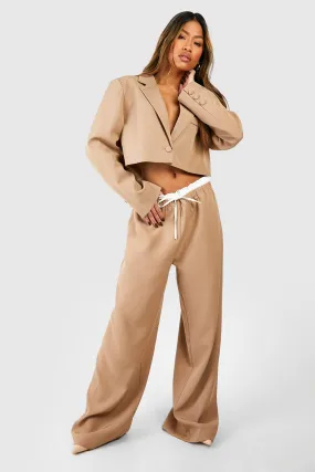 Boxer Waistband Drawstring Wide Leg Pants