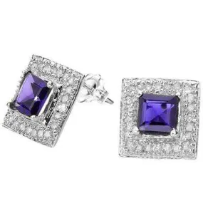 BRILLIANT 1.36 CT GENUINE TANZANITE & 48 PCS WHITE DIAMOND 10K SOLID WHITE GOLD