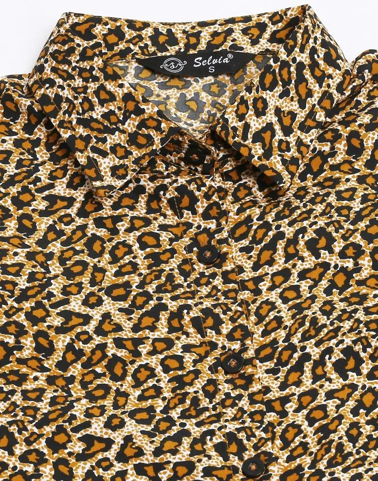 Brown Animal Printed Shirt