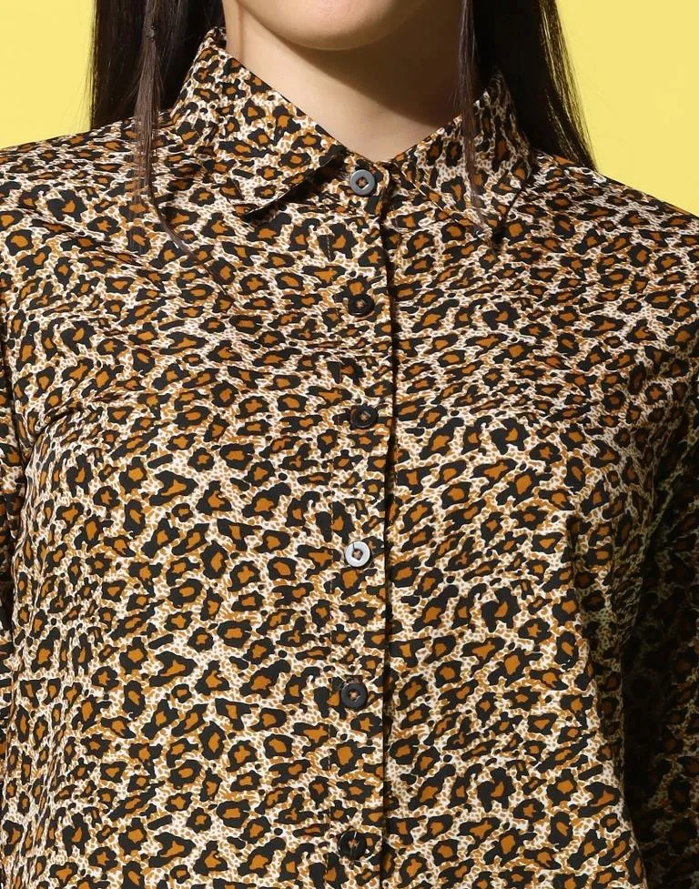 Brown Animal Printed Shirt