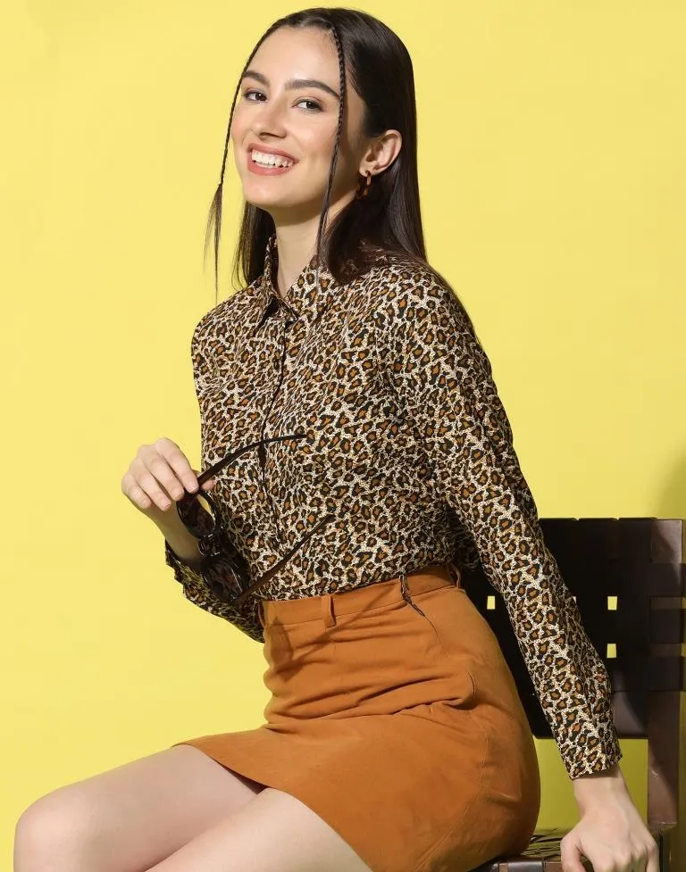 Brown Animal Printed Shirt