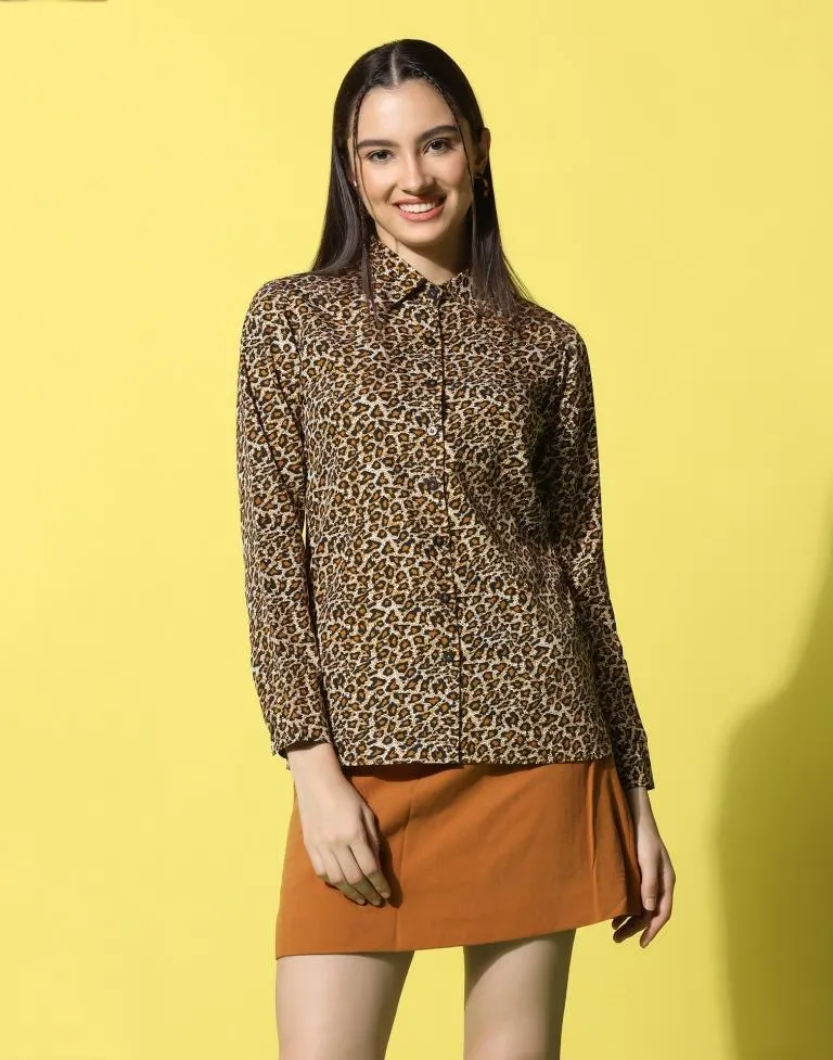 Brown Animal Printed Shirt