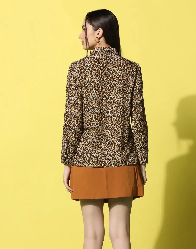 Brown Animal Printed Shirt