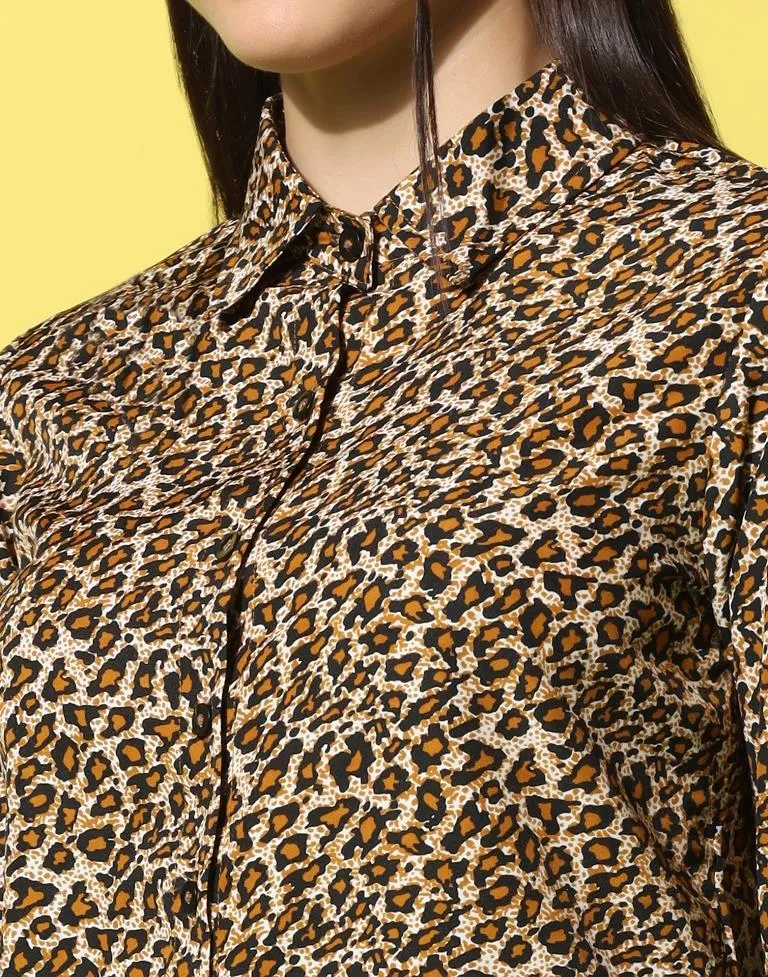 Brown Animal Printed Shirt